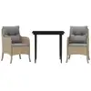 Image de vidaXL Ensemble de jardin 3 pièces avec coussins Beige Poly Rattan