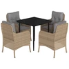 Image de vidaXL Salon de jardin 5 pièces avec coussins Beige Poly Rattan