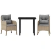 Image de vidaXL Ensemble de jardin 3 pièces avec coussins Beige Poly Rattan