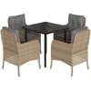 Image de vidaXL Salon de jardin 5 pièces avec coussins Beige Poly Rattan