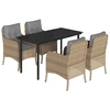 Image de vidaXL Salon de jardin 5 pièces avec coussins Beige Poly Rattan
