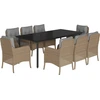 Image de vidaXL Salon de jardin 9 pièces avec coussins Beige Poly Rattan
