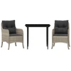 Image de vidaXL Ensemble de jardin 3 pièces avec coussins gris clair Poly rotin