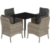 Image de vidaXL Salon de jardin 5 pièces avec coussins gris clair Poly rotin