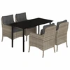 Image de vidaXL Salon de jardin 5 pièces avec coussins gris clair Poly rotin