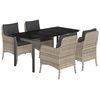 Image de vidaXL Salon de jardin 5 pièces avec coussins gris clair Poly rotin