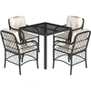 Image de vidaXL Ensemble de jardin 5 pièces avec coussins Noir Poly Rattan