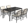 Image de vidaXL Ensemble de jardin 5 pièces avec coussins Noir Poly Rattan