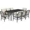 Image de vidaXL Salon de jardin 9 pièces avec coussins noir poly rotin