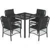 Image de vidaXL Ensemble de jardin 5 pièces avec coussins Noir Poly Rattan