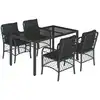 Image de vidaXL Ensemble de jardin 5 pièces avec coussins Noir Poly Rattan
