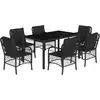Image de vidaXL Ensemble de jardin 7 pièces avec coussins Noir Poly Rattan