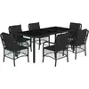 Image de vidaXL Ensemble de jardin 7 pièces avec coussins Noir Poly Rattan