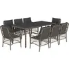 Image de vidaXL Salon de jardin 9 pièces avec coussins Gris Poly Rattan