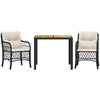 Image de vidaXL Ensemble Bistro 3 pièces avec coussins Noir Poly Rattan