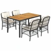 Image de vidaXL Ensemble de jardin 5 pièces avec coussins Noir Poly Rattan