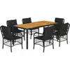Image de vidaXL Ensemble de jardin 7 pièces avec coussins Noir Poly Rattan