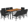 Image de vidaXL Salon de jardin 9 pièces avec coussins noir poly rotin