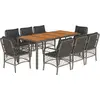 Image de vidaXL Salon de jardin 9 pièces avec coussins Gris Poly Rattan