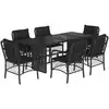 Image de vidaXL Ensemble de jardin 7 pièces avec coussins Noir Poly Rattan