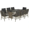 Image de vidaXL Salon de jardin 9 pièces avec coussins Gris Poly Rattan
