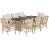 Image de vidaXL Salon de jardin 9 pièces avec coussins Beige Poly Rattan
