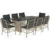 Image de vidaXL Salon de jardin 9 pièces avec coussins gris clair Poly rotin