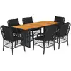 Image de vidaXL Ensemble de jardin 7 pièces avec coussins Noir Poly Rattan