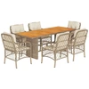 Image de vidaXL Ensemble de jardin 7 pièces avec coussins Beige Poly rotin