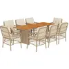 Image de vidaXL Salon de jardin 9 pièces avec coussins Beige Poly Rattan