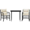 Image de vidaXL Ensemble Bistro 3 pièces avec coussins Noir Poly Rattan