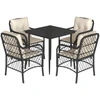 Image de vidaXL Ensemble de jardin 5 pièces avec coussins Noir Poly Rattan