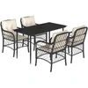 Image de vidaXL Ensemble de jardin 5 pièces avec coussins Noir Poly Rattan