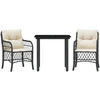 Image de vidaXL Ensemble Bistro 3 pièces avec coussins Noir Poly Rattan
