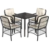 Image de vidaXL Ensemble de jardin 5 pièces avec coussins Noir Poly Rattan