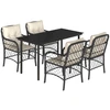 Image de vidaXL Ensemble de jardin 5 pièces avec coussins Noir Poly Rattan