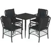 Image de vidaXL Ensemble de jardin 5 pièces avec coussins Noir Poly Rattan