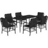 Image de vidaXL Ensemble de jardin 7 pièces avec coussins Noir Poly Rattan