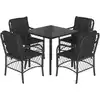 Image de vidaXL Ensemble de jardin 5 pièces avec coussins Noir Poly Rattan