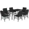 Image de vidaXL Ensemble de jardin 7 pièces avec coussins Noir Poly Rattan