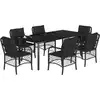 Image de vidaXL Ensemble de jardin 7 pièces avec coussins Noir Poly Rattan