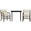 Image de vidaXL Ensemble Bistro 3 pièces avec coussins Marron Poly Rattan