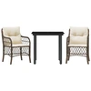 Image de vidaXL Ensemble Bistro 3 pièces avec coussins Marron Poly Rattan