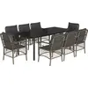 Image de vidaXL Salon de jardin 9 pièces avec coussins Gris Poly Rattan