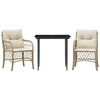 Image de vidaXL Ensemble Bistro 3 pièces avec coussins Beige Poly Rattan