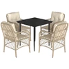 Image de vidaXL Salon de jardin 5 pièces avec coussins Beige Poly Rattan