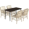 Image de vidaXL Salon de jardin 5 pièces avec coussins Beige Poly Rattan