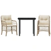 Image de vidaXL Ensemble Bistro 3 pièces avec coussins Beige Poly Rattan