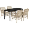 Image de vidaXL Salon de jardin 5 pièces avec coussins Beige Poly Rattan