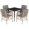 Image de vidaXL Salon de jardin 5 pièces avec coussins Mélange beige Poly rotin